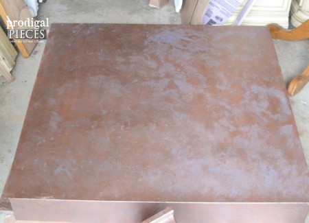 First Layering of Faux Copper Patina Finish | prodigalpieces.com