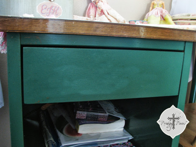 vintage green desk found junking via Prodigal Pieces