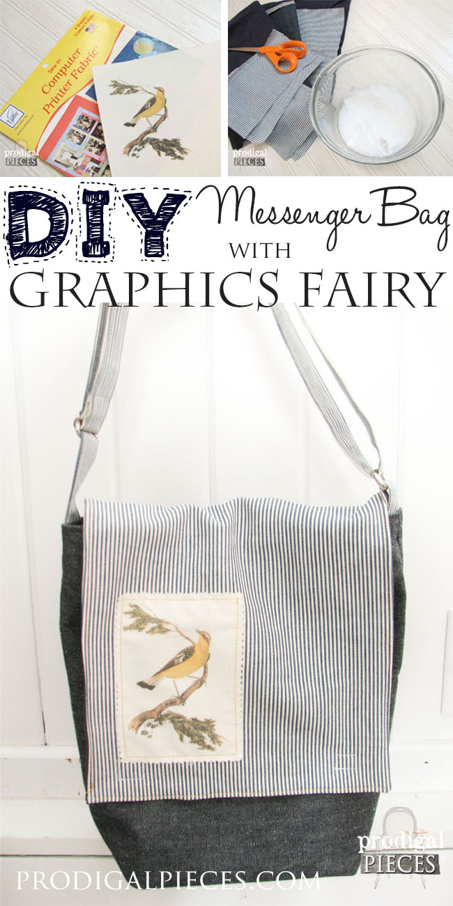 DIY Messenger Bag with Graphics Fairy Applique by Prodigal Pieces prodigalpieces.com #prodigalpieces
