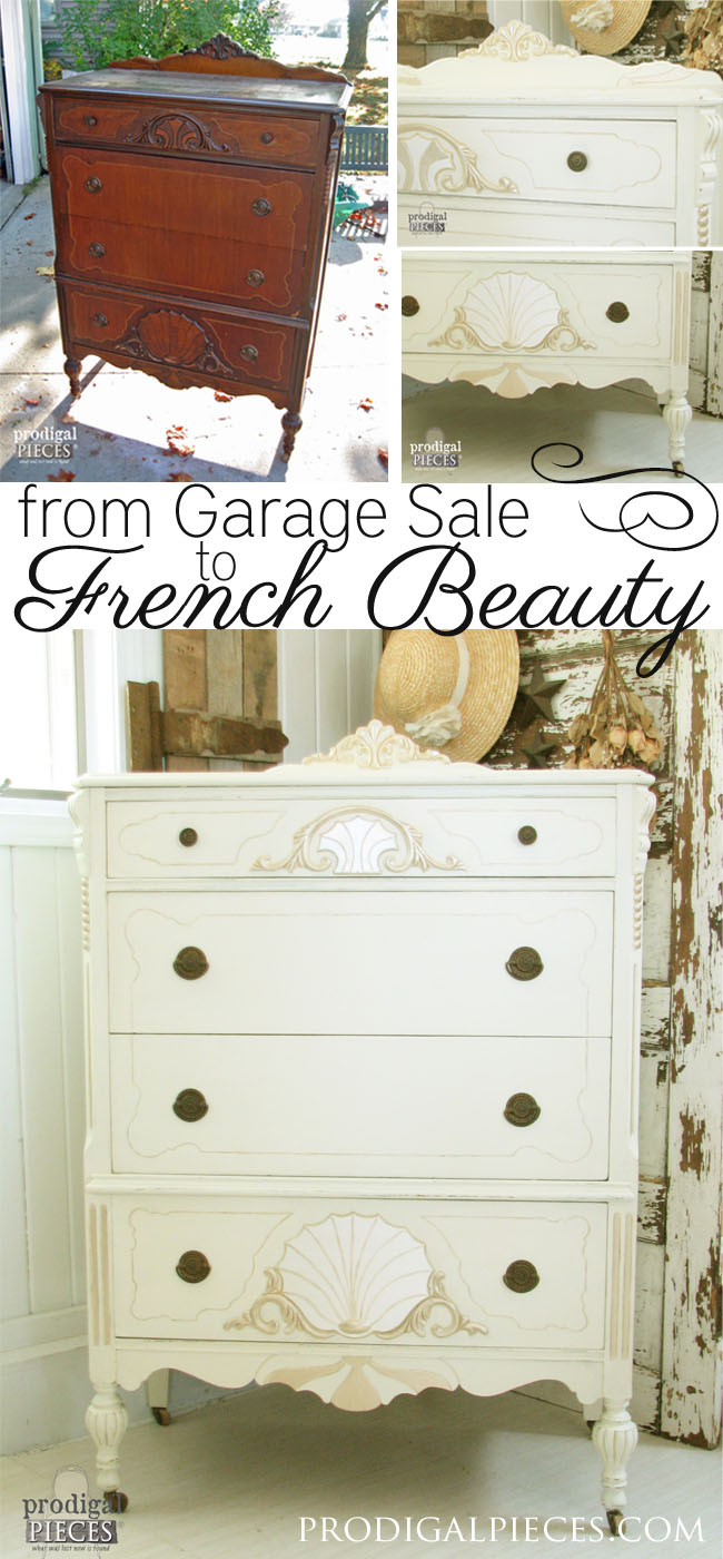 Worn out Art Deco chest of drawers gets a French makeover complete with jewels by Prodigal Pieces www.prodigalpieces.com #prodigalpieces