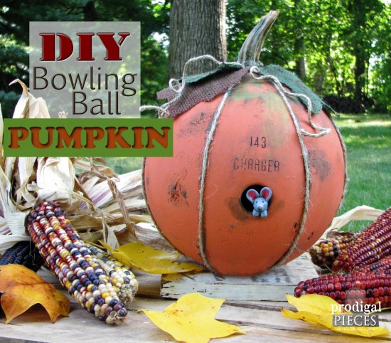 Grab that old bowling ball you have lying around and turn it into whimsical fall decor. We've got the DIY! by Prodigal Pieces www.prodigalpieces.com #prodigalpieces