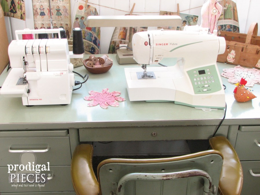 Sewing Machine and Serger Setup for Home Sewing Room | prodigalpieces.com