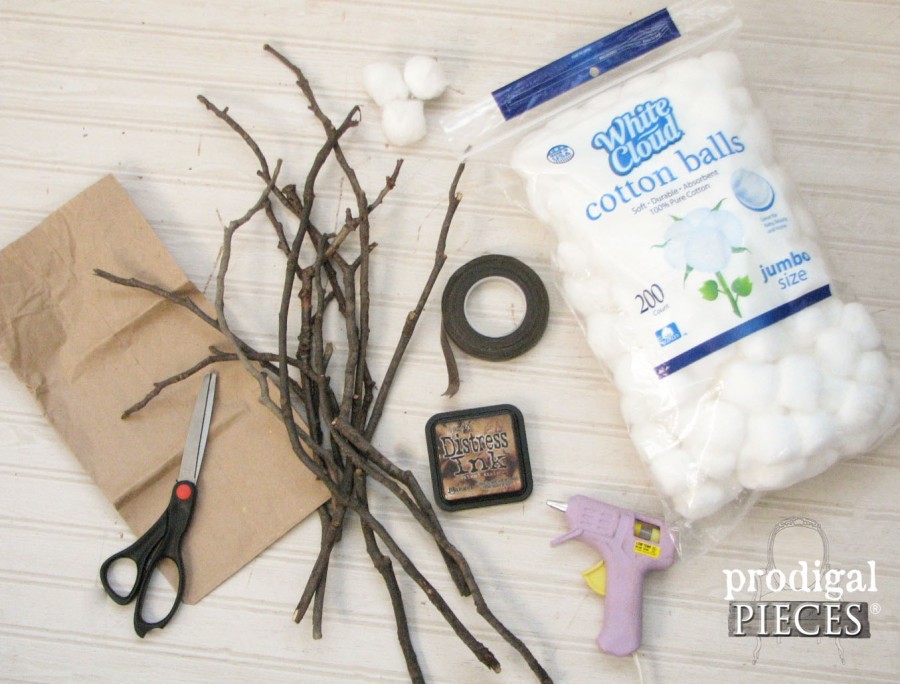 Materials for Cotton Branches by Prodigal Pieces | prodigalpieces.com