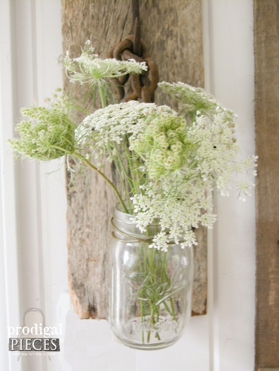Queen Anne's Lace in Farmhouse Tools Sconce by Larissa of Prodigal Pieces | prodigalpieces.com #prodigalpieces