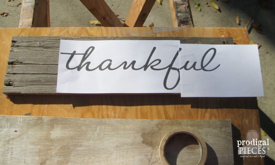 Build a DIY "Thankful" sign perfect for the holiday season out of new or reclaimed wood by Prodigal Pieces for Best Laminate www.prodigalpieces.com #prodigalpieces