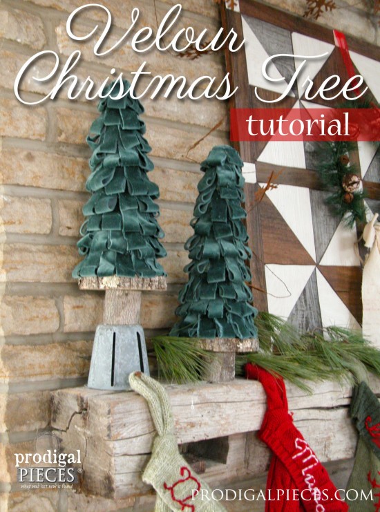 Create these beautiful velour Christmas trees using a few basic supplies and repurposed parts. Come get the DIY tutorial at Prodigal Pieces www.prodigalpieces.com #prodigalpieces