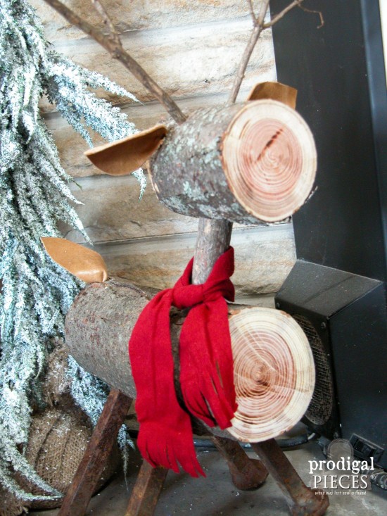 Create a rustic repurposed log reindeer in a few simple steps following this DIY tutorial by Prodigal Pieces www.prodigalpieces.com #prodigalpieces