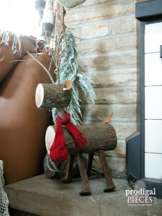 Create a rustic repurposed log reindeer in a few simple steps following this DIY tutorial by Prodigal Pieces www.prodigalpieces.com #prodigalpieces