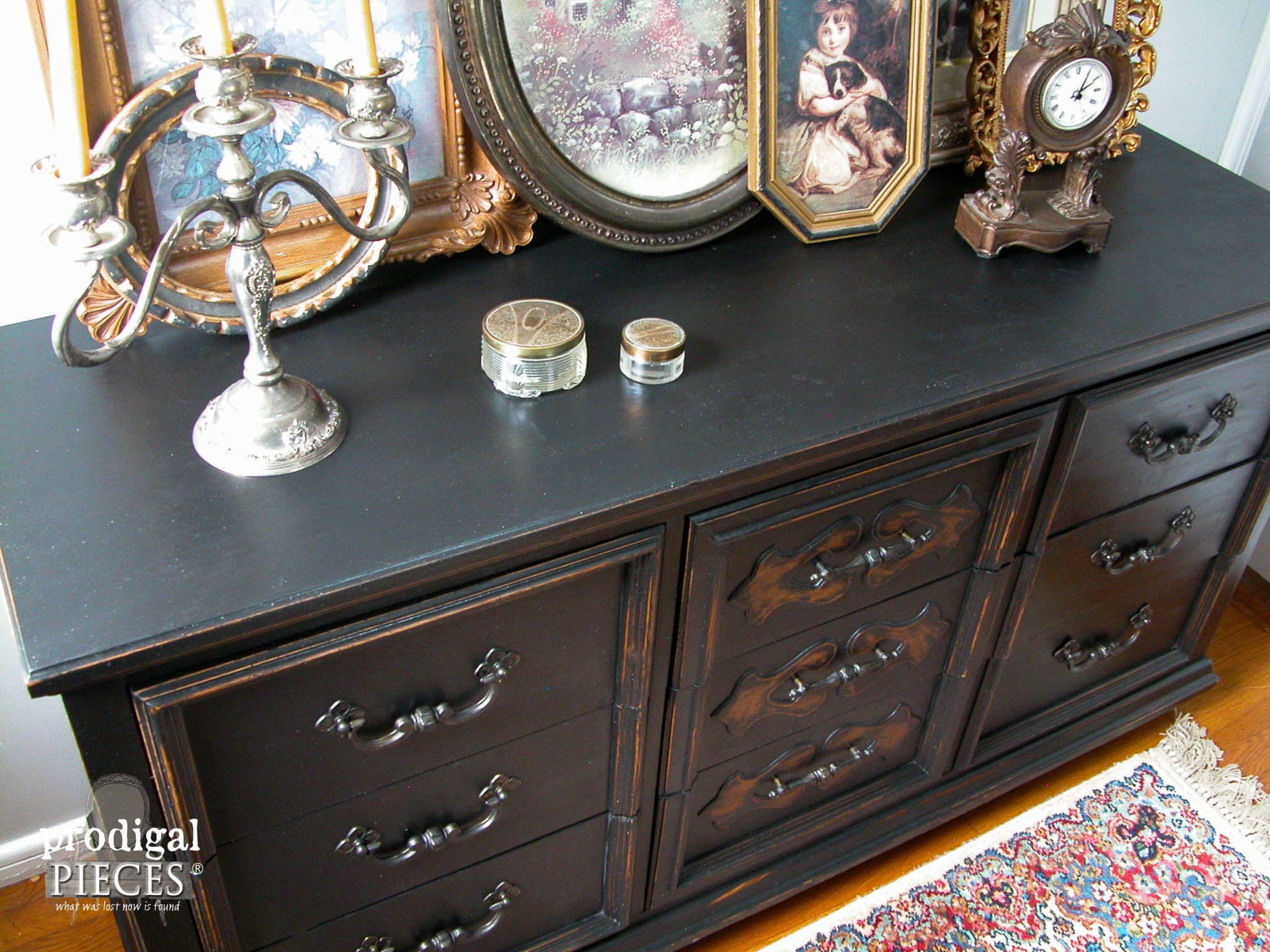 Top of Updated Mid Century Black Dresser | How to Update Furniture | Prodigal Pieces | www.prodigalpieces.com