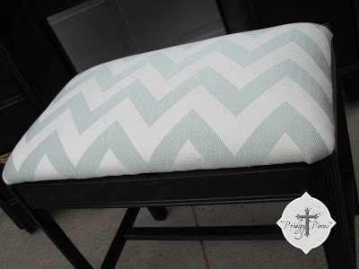 Chevron Upholstery on Art Deco Dressing Table Bench by Larissa of Prodigal Pieces | prodigalpieces.com