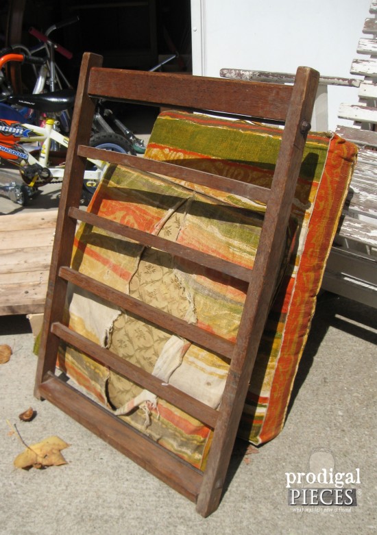 Broken down antique Morris Rocker and salvaged hardwood pallets have potential - do you see it? by Prodigal Pieces www.prodigalpieces.com #prodigalpieces