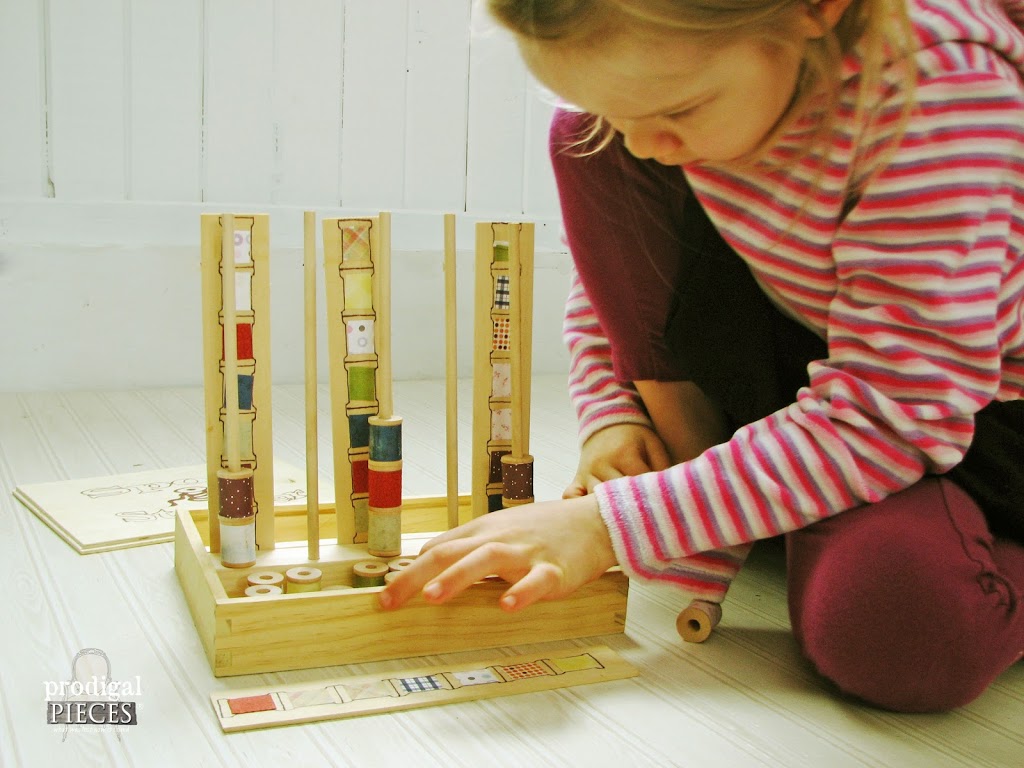Montessori Style Wooden Spool Stacker by Larissa of Prodigal Pieces | prodigalpieces.com