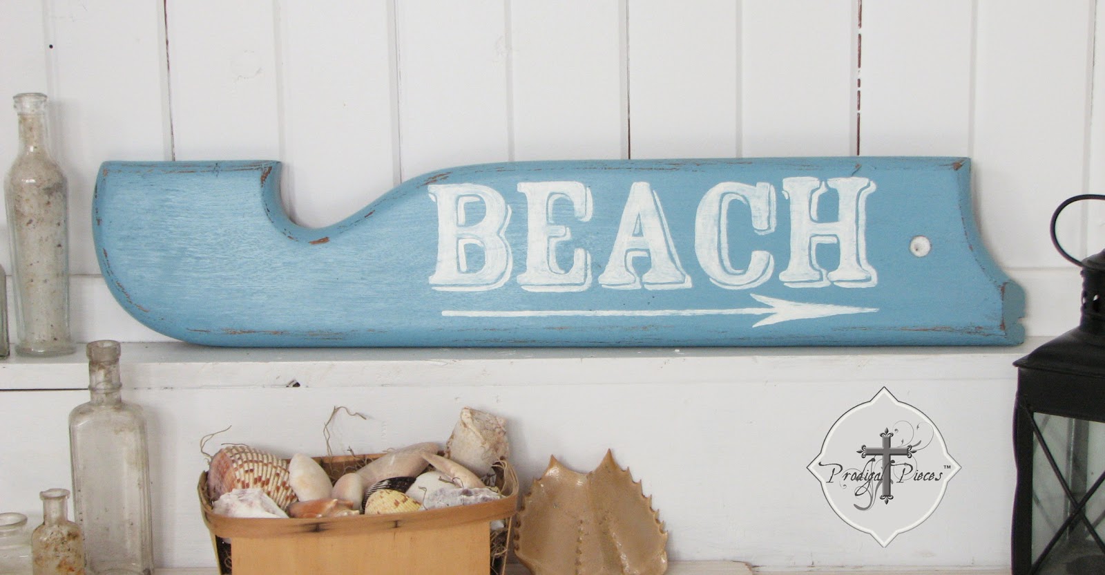 Repurposed Rocker Arm into Beach Decor Sign | prodigalpieces.com #prodigalpieces