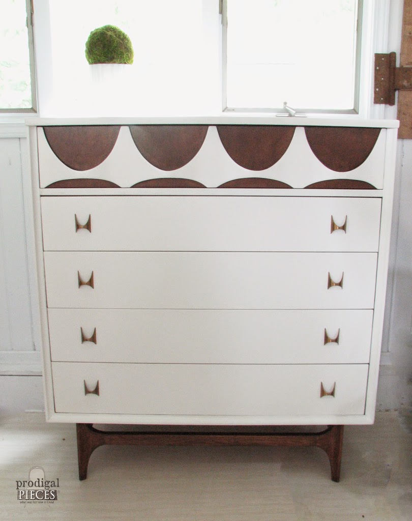 Thrifted Broyhill Brasilia Chest of Drawers Loses Its Flower Power with Makeover by http://www.prodigalpieces.com