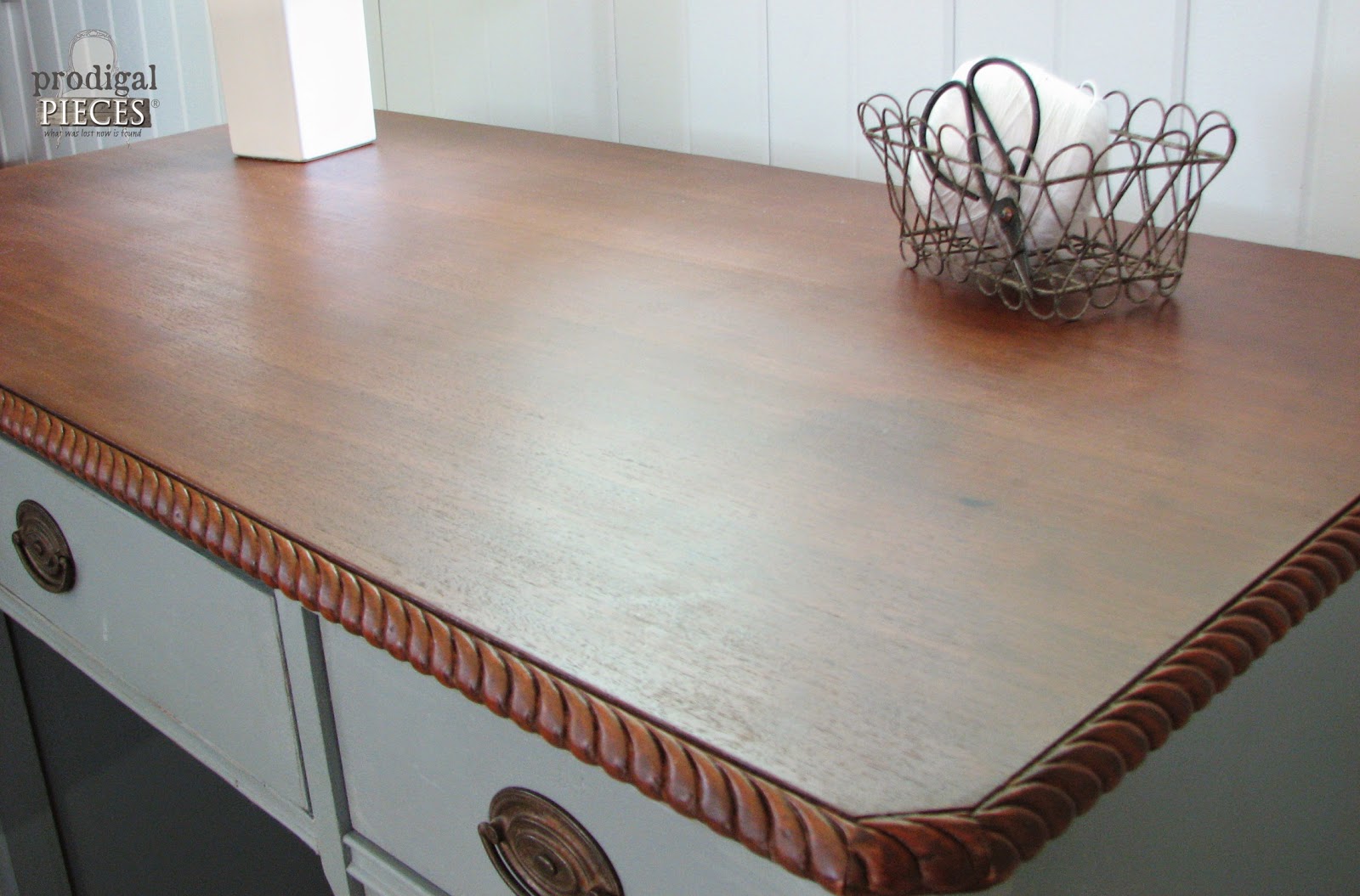 Refinished Desk Top from Antique Desk Makeover by Larissa of Prodigal Pieces | prodigalpieces.com #prodigalpieces