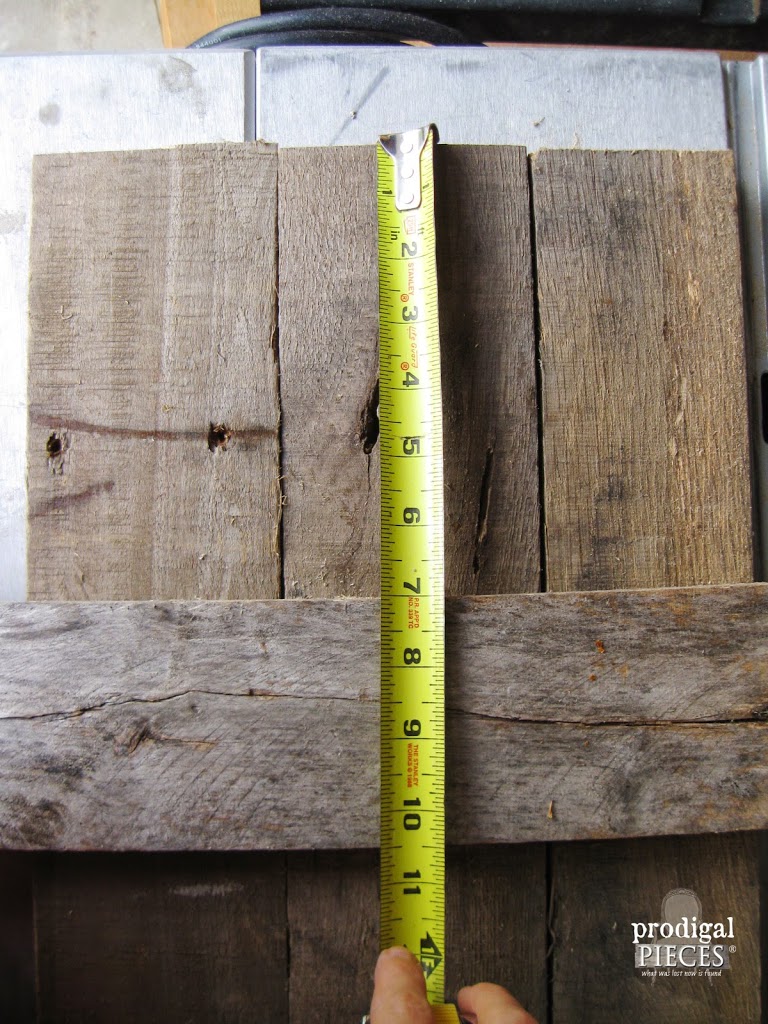 Measuring Pallet Wood for Junk Stand by Larissa of Prodigal Pieces | prodigalpieces.com