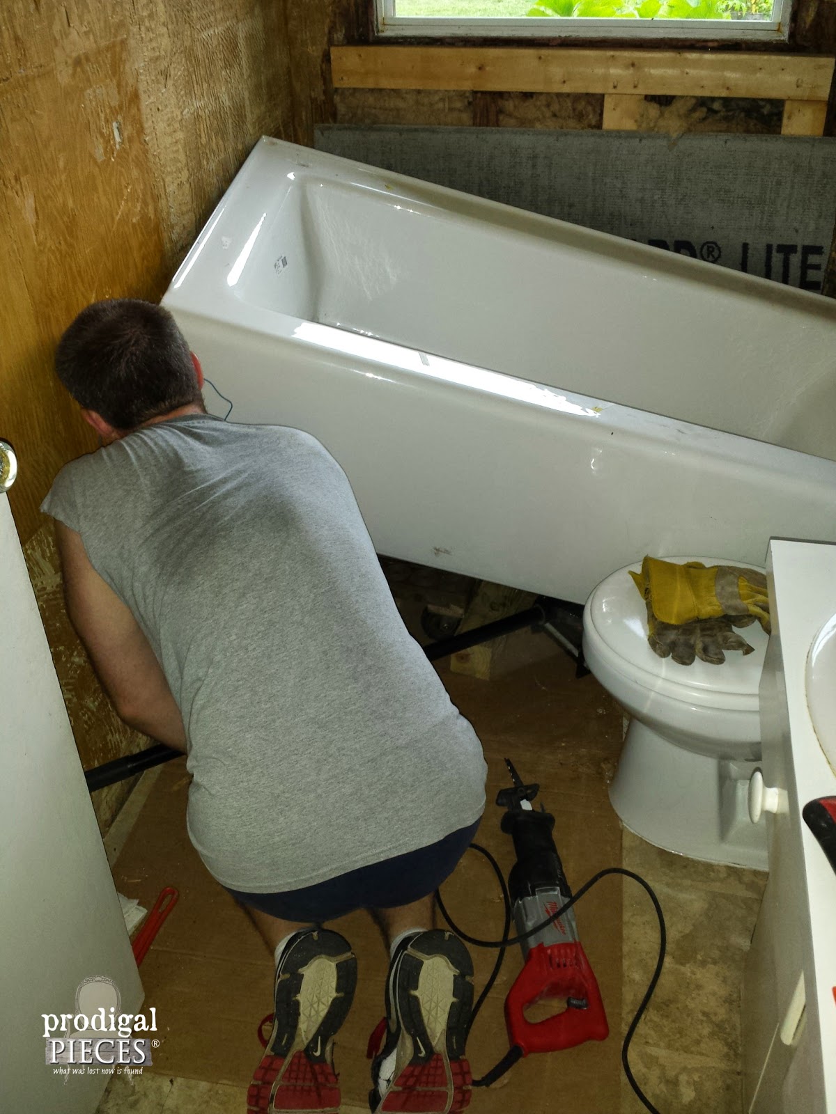 Installing Cast Iron Bathtub in Bathroom Remodel by Prodigal Piece | prodigalpieces.com