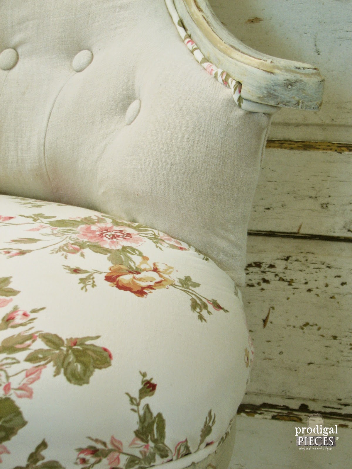 Rose Welting on Tufted Chair Makeover by Larissa of Prodigal Pieces | prodigalpieces.com