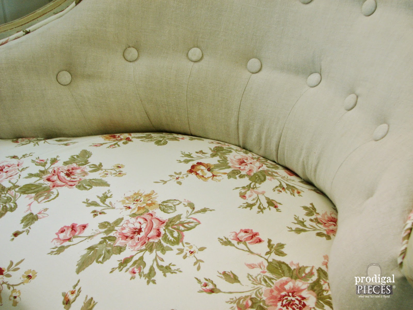 Linen Tufted Chair Makeover by Larissa of Prodigal Pieces | prodigalpieces.com