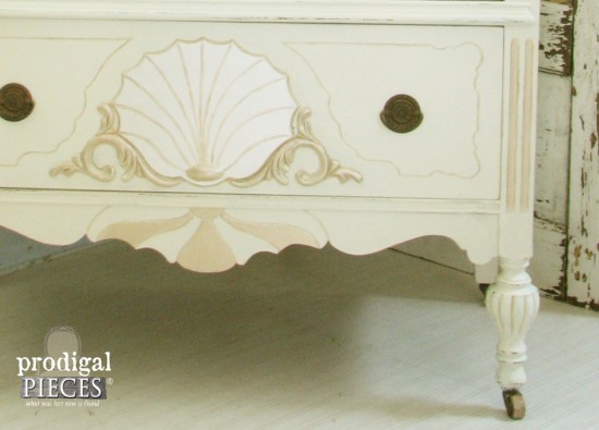 Worn out Art Deco carved chest of drawers gets a French makeover complete with jewels by Prodigal Pieces www.prodigalpieces.com #prodigalpieces