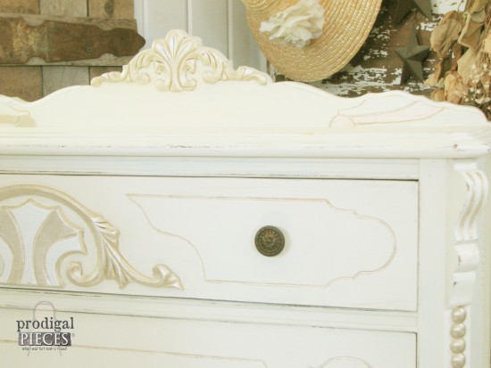 Worn out Art Deco carved chest of drawers gets a French makeover complete with jewels by Prodigal Pieces www.prodigalpieces.com #prodigalpieces