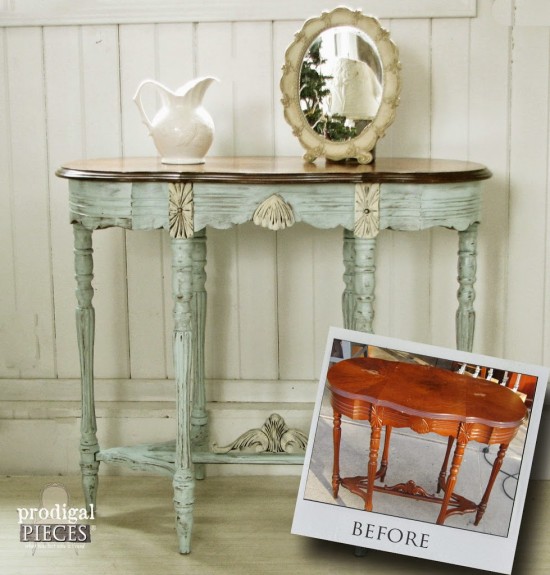 An Antique Side Table Get an Aqua Makeover - My FAVORITE! by Prodigal Pieces www.prodigalpieces.com #prodigalpieces