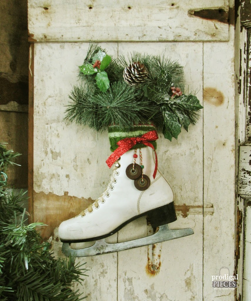 Upcycled Ice Skate for Christmas Decor | prodigalpieces.com