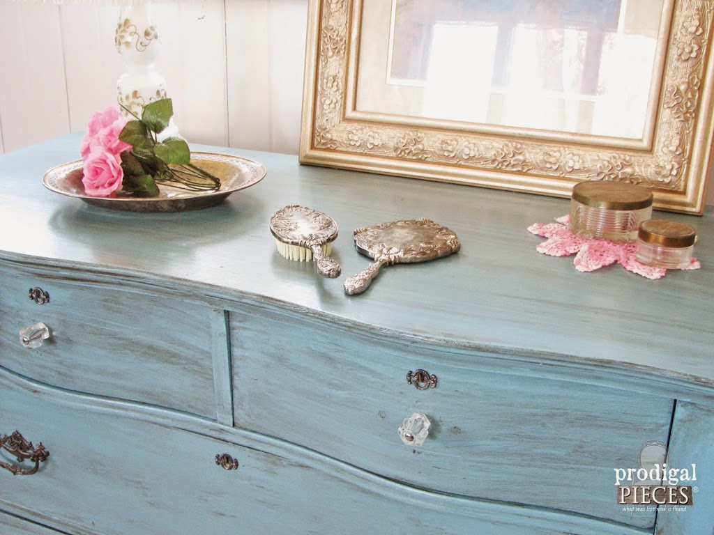 Antique Serpentine Dresser Gets Much Needed Makeover for Baby with Inspiration by a Blue Beauty by Prodigal Pieces www.prodigalpieces.com #prodigalpieces