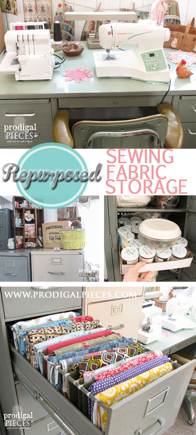 Repurposed Industrial Style Sewing Storage by Prodigal Pieces | prodigalpieces.com #prodigalpieces