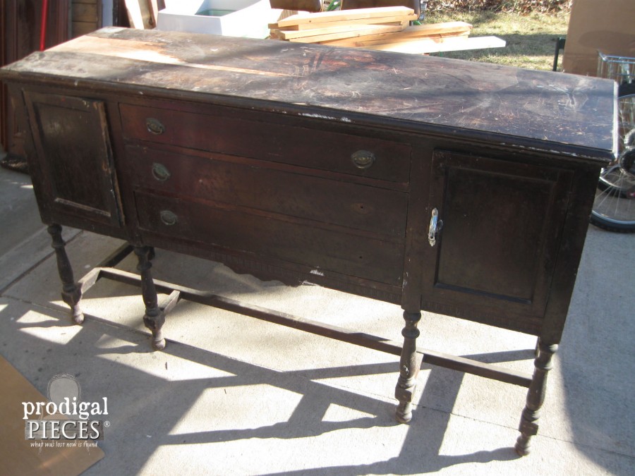 Antique Sideboard Scored for $15 Gets Metallic Makeover by Prodigal Pieces www.prodigalpieces.com #prodigalpieces