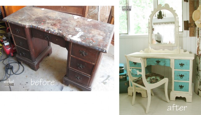 A Beat Up Vanity Gets a Gorgeous Makeover by Prodigal Pieces www.prodigalpieces.com #prodigalpieces