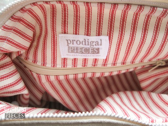 Ticking Lining of Feed Sack Purse by Larissa of Prodigal Pieces | prodigalpieces.com