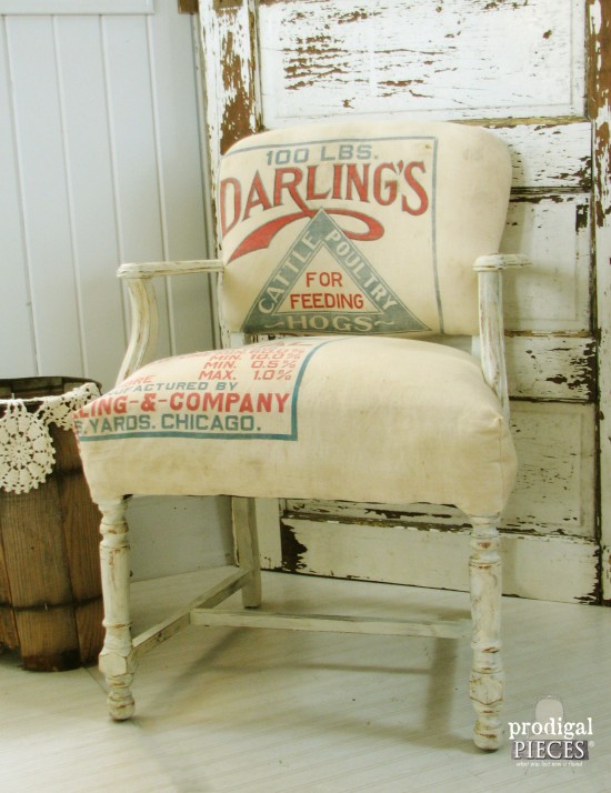 Vintage Farmhouse Feed Sack Chair by Prodigal Pieces | prodigalpieces.com #prodigalpieces