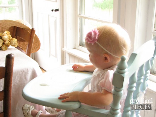 Baby Girl in Painted Highchair | Prodigal Pieces | www.prodigalpieces.com 