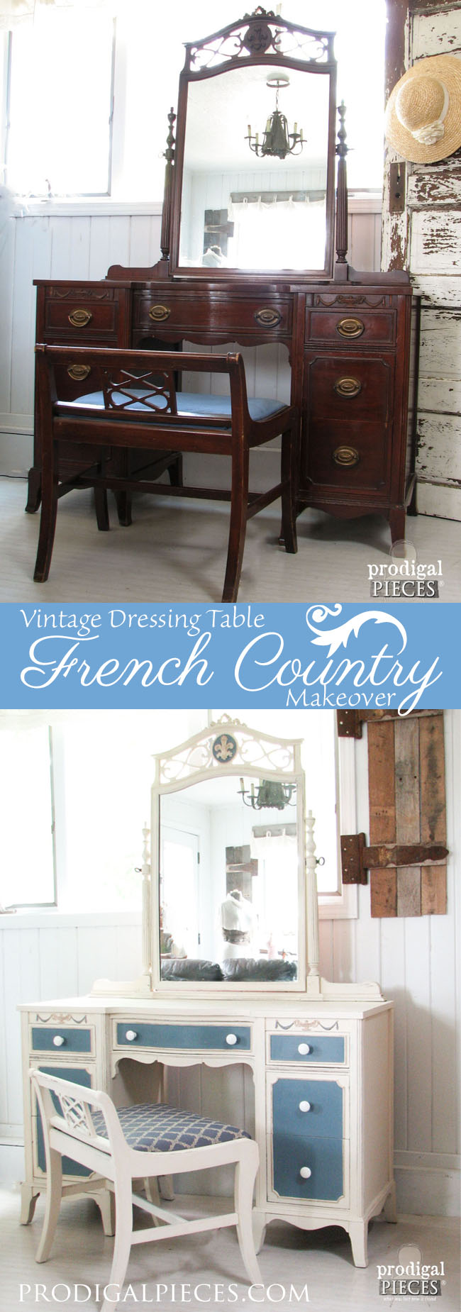 Vintage Dressing Table Gets a French Country Makeover by Prodigal Pieces www.prodigalpieces.com #prodigalpieces