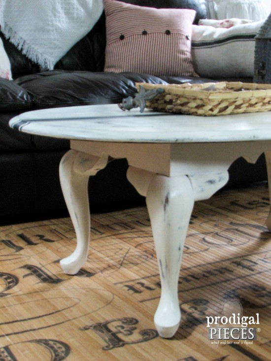 Queen Anne Coffee Table Faux French Grain Sack Table by Prodigal Pieces | prodigalpieces.com #prodigalpieces