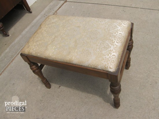 Antique Vanity Upholstered Bench | Prodigal Pieces | www.prodigalpieces.com