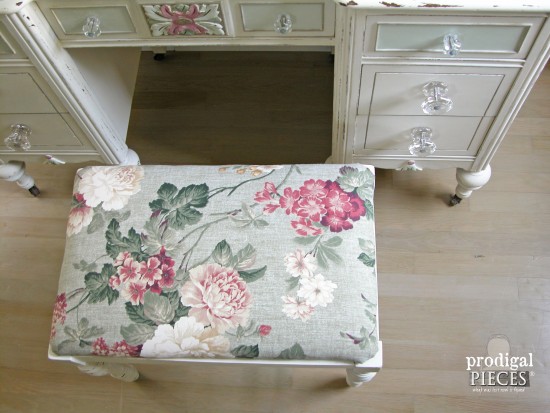 French Style Rose Upholstered Bench | Prodigal Pieces | www.prodigalpieces.com