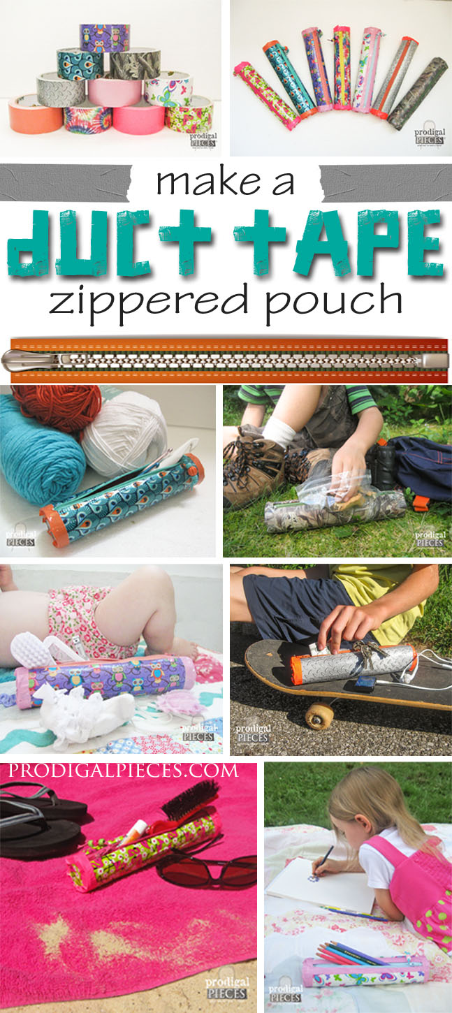 Make a duct tape zippered pouch from repurposed items. Perfect for back-to-school pencil case, baby, beach, snacks, and crafters too! by Prodigal Pieces www.prodigalpieces.com #prodigalpieces