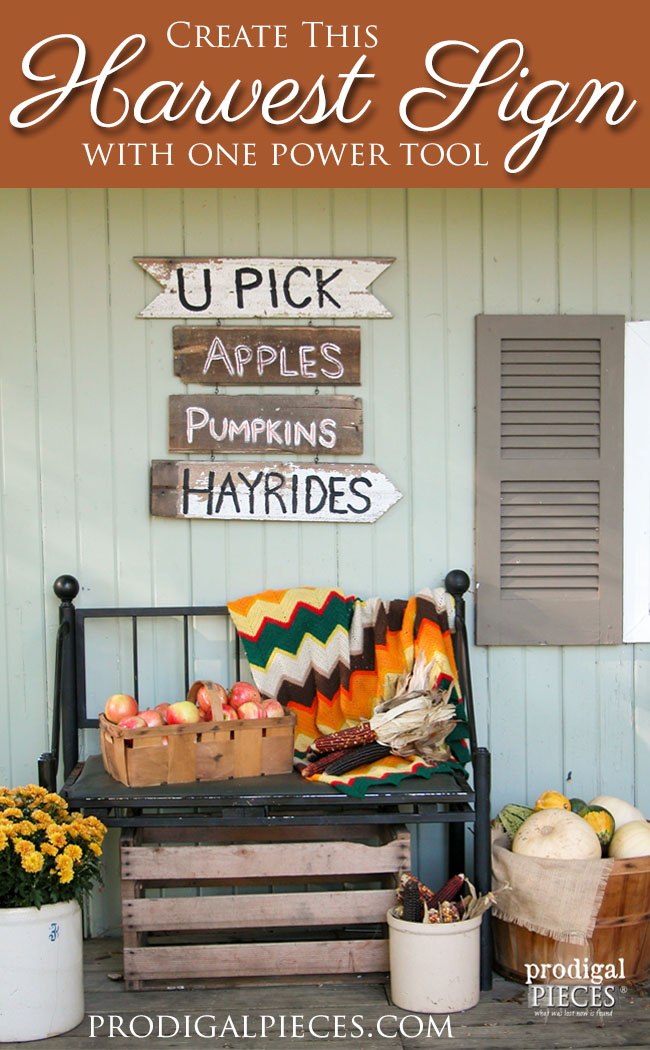 Want to create rustic decor for the fall season? You can create this DIY harvest sign with only one power tool and this tutorial by Prodigal Pieces | prodigalpieces.com #prodigalpieces
