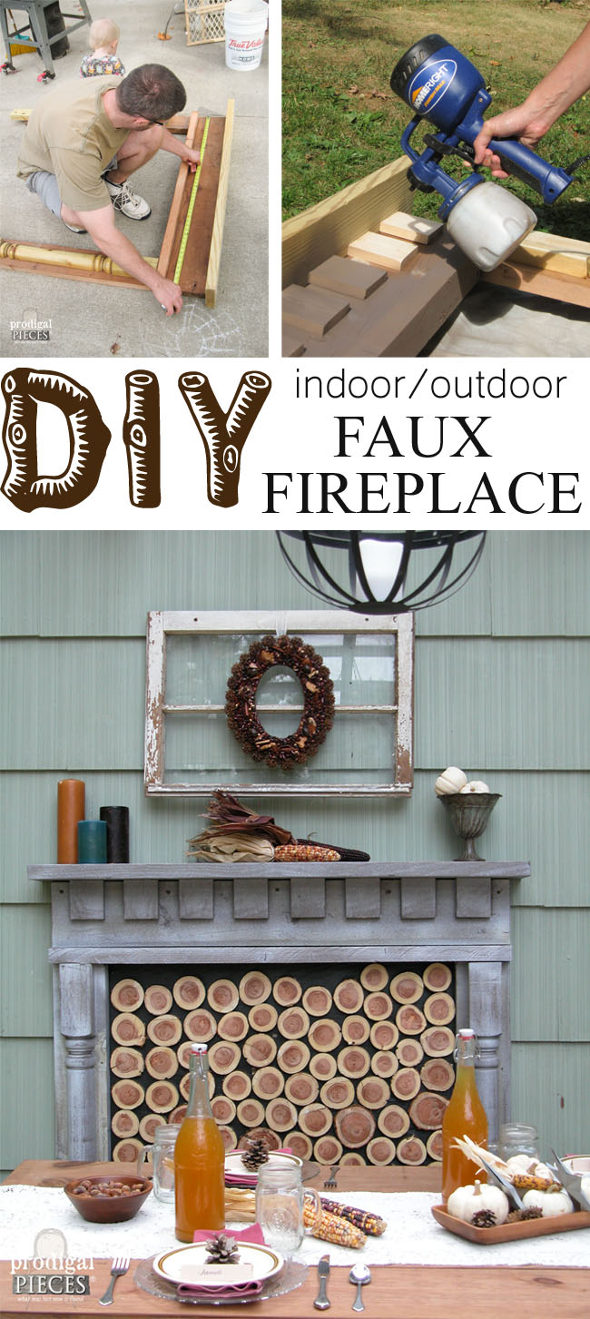 Want to add texture and a feeling of warmth to your decor? Follow this DIY tutorial on how to create a faux fireplace inside or out by Prodigal Pieces. www.prodigalpieces.com #prodigalpieces