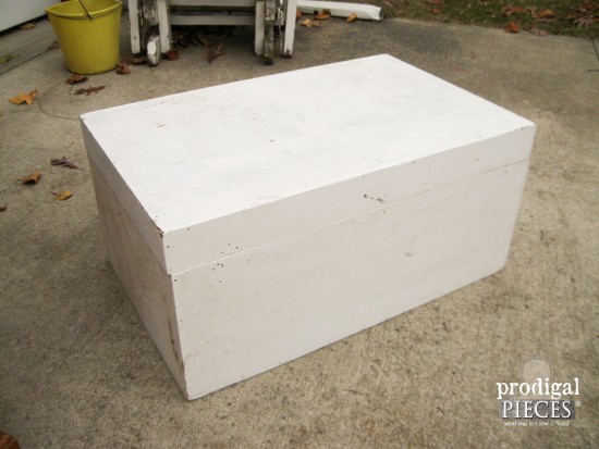 Handmade White Wooden Trunk Before | prodigalpieces.com