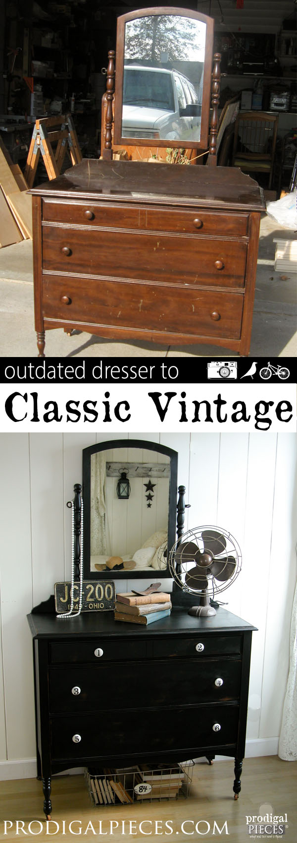 Outdated Dresser Given New Vintage Chic Style Makeover by Prodigal Pieces | www.prodigalpieces.com