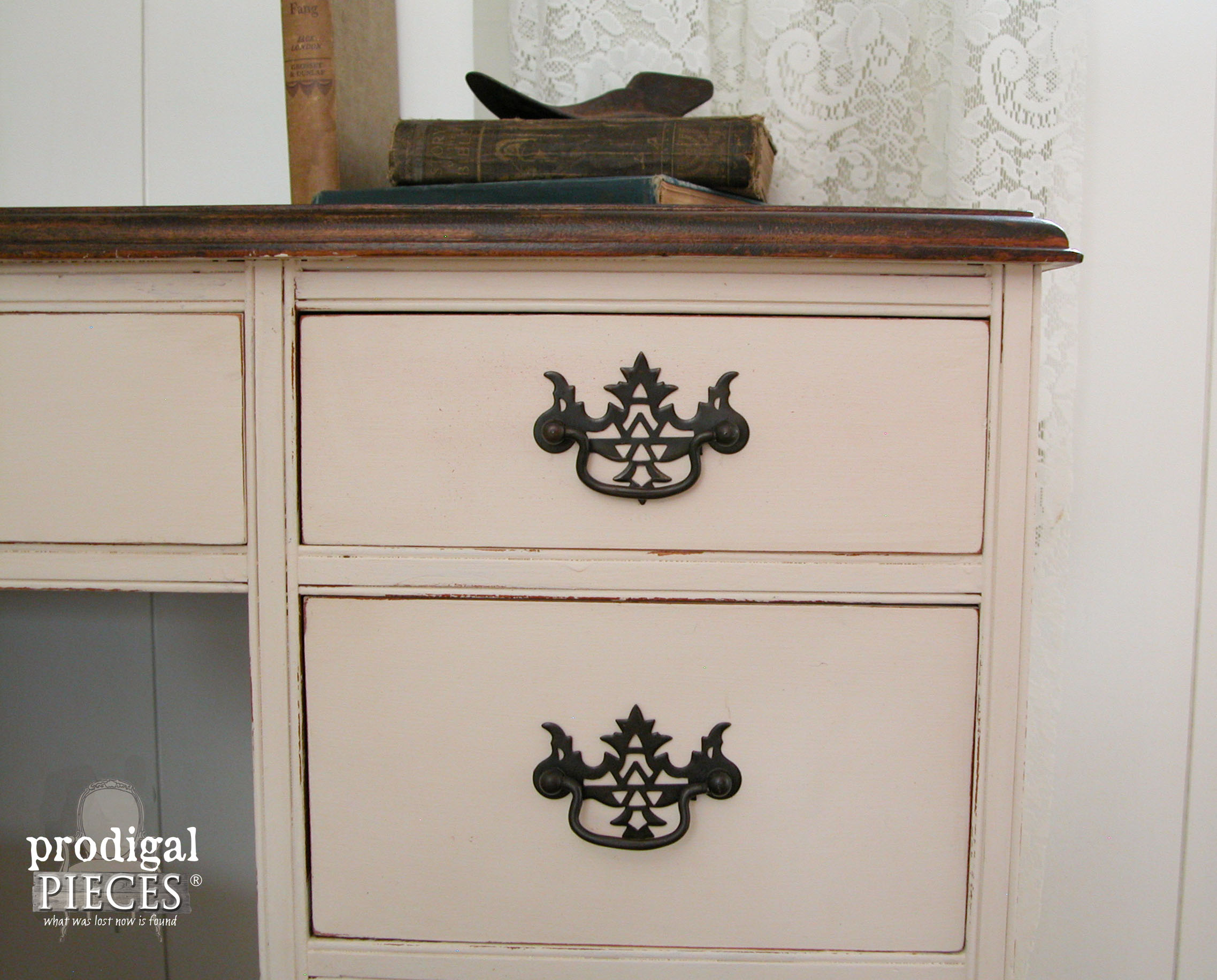 A Craigslist find vintage desk is worn-out and needing a lift. A teenage boy brings it back to being an vintage beauty by Prodigal Pieces www.prodigalpieces.com #prodigalpieces