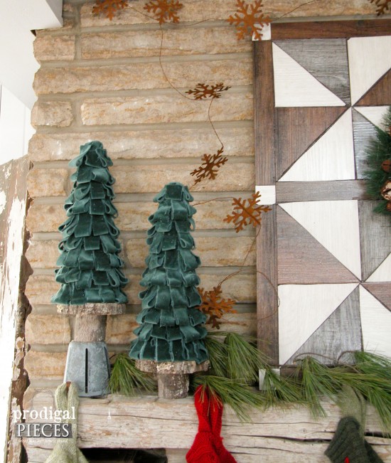 Create these beautiful velour Christmas trees using a few basic supplies and repurposed parts. Come get the DIY tutorial at Prodigal Pieces www.prodigalpieces.com #prodigalpieces