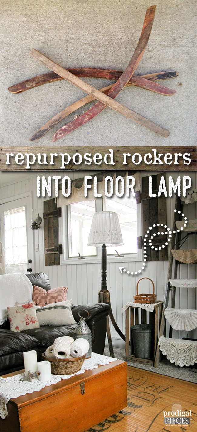 Repurposed Antique Rockers and Table Leg Become Floor Lamp | Prodigal Pieces | www.prodigalpieces.com